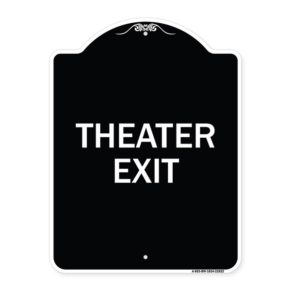 Signmission Designer Series Theater Exit, Black & White Heavy-Gauge Aluminum Sign, 18" L, 24" H, BW-1824-22822 A-DES-BW-1824-22822 - main